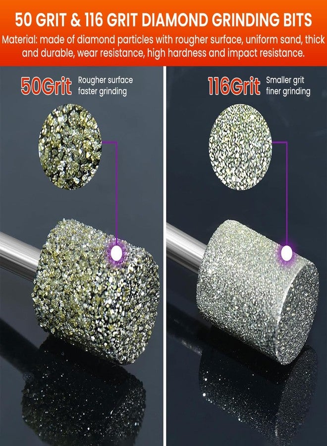 Serplex® 20Pcs Diamond Drill Bit Set, Stone Carving Rotary Tool Polishing Bits with 1/8-inch Shank, 6 Designs, Flat-faced Head, Spear Tip Bits, Ball Tips Bits, Tapered Bits, Round Bits, Oval Tips - Image 4